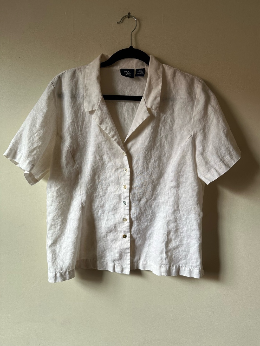 Vintage Hunt Club 100% Linen White Button Up Collared Shirt